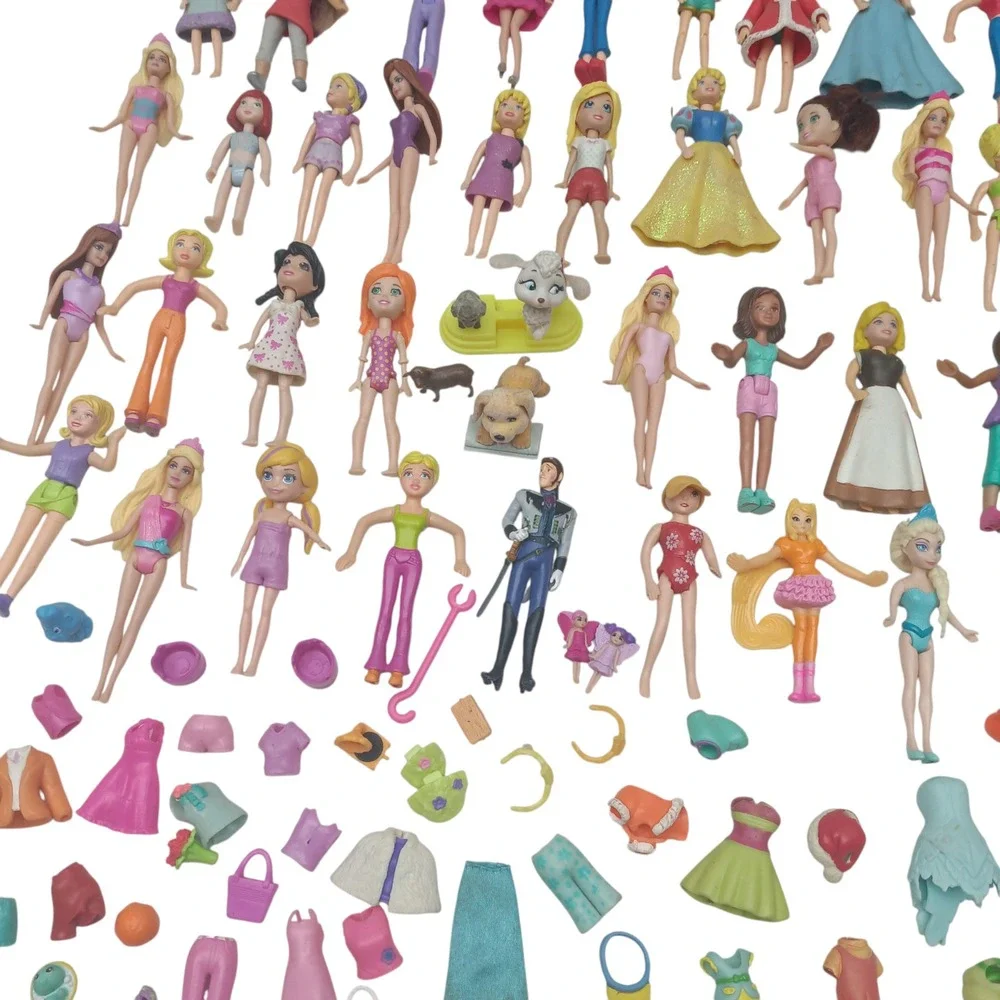 Mini Princess Polly Pocket Doll Mix + Rubber Clothes, Shoes, bags, hats, 100's‎